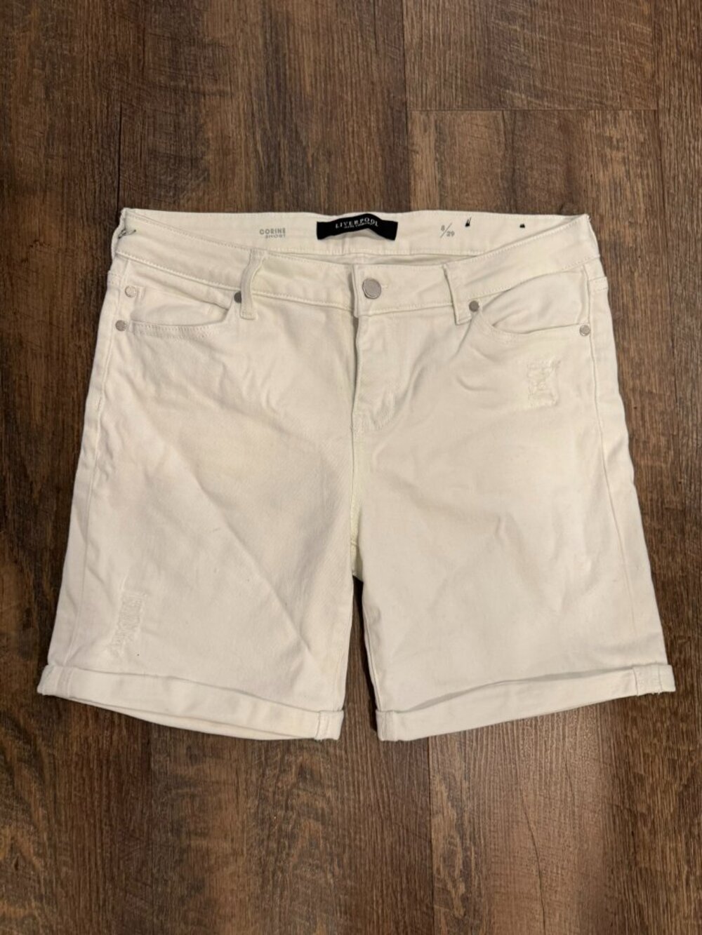 White Corine Distress Jean Short by Liverpool - Women's Size 29